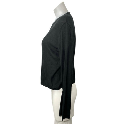 Mango Basics Womens Black Long Bell Sleeves Boxy Round Neck T Shirt Tee Top Sz S