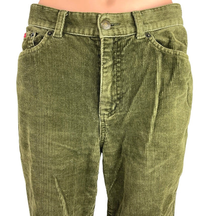 Chaps Green Corduroy High Rise Flared Leg Bootcut Ankle Trouser Jeans Pants Sz 4
