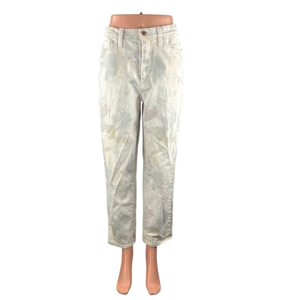 Universal Thread Women's Watercolor Floral Pastel Straight Crop Denim Jeans Sz 4