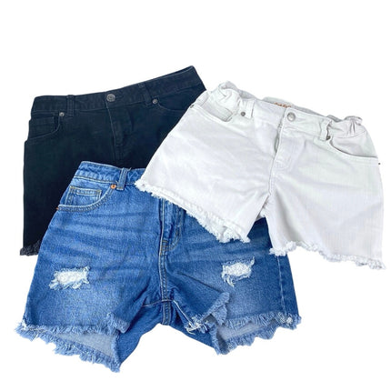 Lot of 3 Cat & Jack Girls Multicolor Distressed Cut Off Denim Jeans Shorts Sz XL