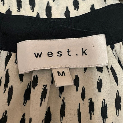 West K Women's Beige Black Dotted Tie Bow Sleeveless Tank Blouse Top Size M
