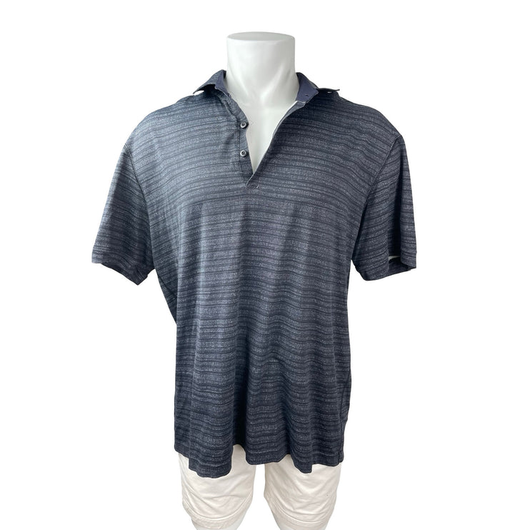 Lululemon Men's Black Striped Short Sleeve Golf Casual Polo Shirt Top Size L