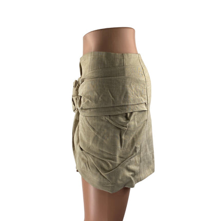 Zara Women's Beige Rosette Floral Bow Front Low Rise Zipper MIni Pencil Skirt XS