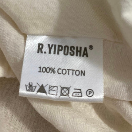 R.Yiposha Beige Short Puff Sleeve Smocked Ruffle Tie Swiss Dot Midi Dress 12/14