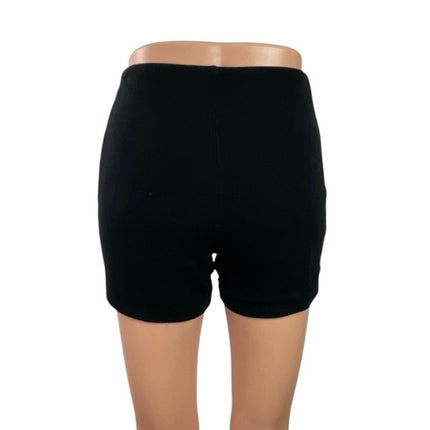 Princess Polly Keanu Black Ribbed Skinny Yoga Athletic Activewear Biker Shorts 4
