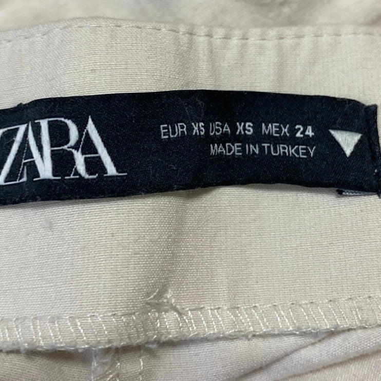 Zara Women's Beige High Waisted Flare Bootcut Trousers Dress Pants Size XS