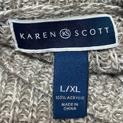 Karen Scott Women's Gray Cable Knit Cowl Turtle Neck Poncho Sweater Top Sz L/XL