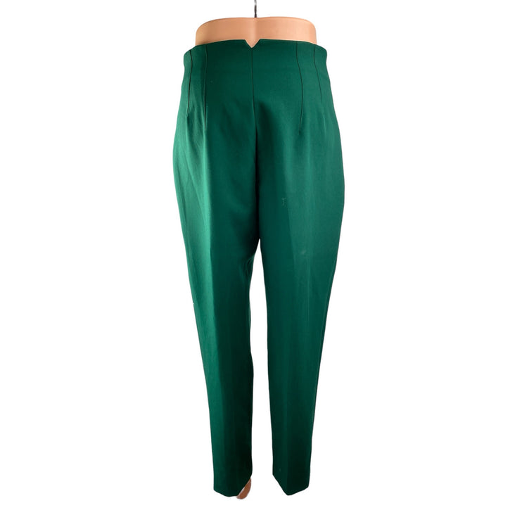 Zara Womens Green Pleated High Waisted Skinny Tapered Leg Trousers Dress Pants M