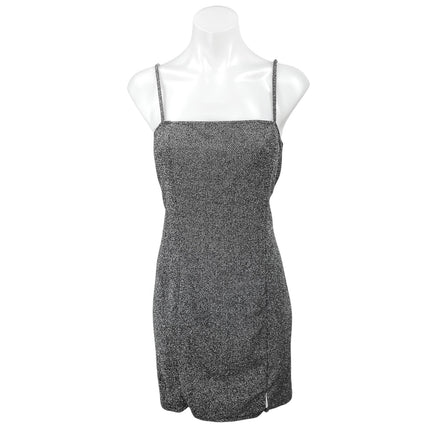 H&M Divided Black Metallic Sleeveless Cami Camisole Mini Bodycon Tank Dress L