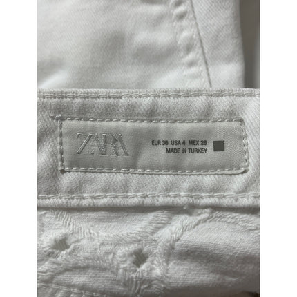 NEW Zara Women's White High Waisted Straight Y2k Mini Denim Jean Shorts Size 4