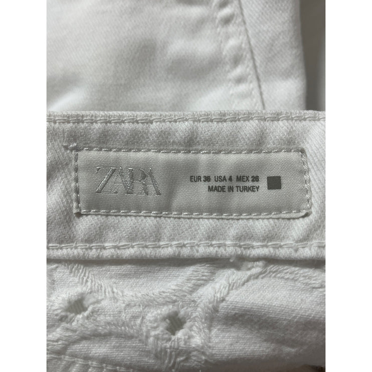 NEW Zara Women's White High Waisted Straight Y2k Mini Denim Jean Shorts Size 4