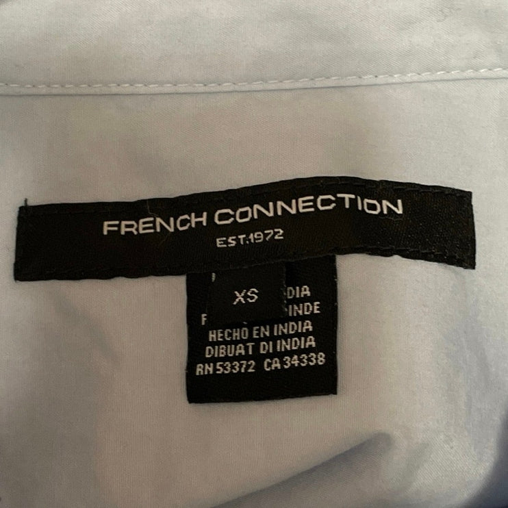 French Connection Women's Blue Long Sleeve Pocket Crop Button Down Shirt Size XS