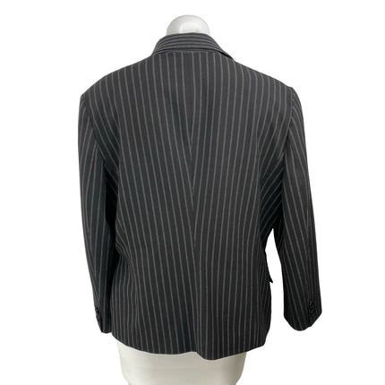 Bandolera Women's Black Long Sleeve Pinstriped Peak Lapel Blazer Coat Jacket 16