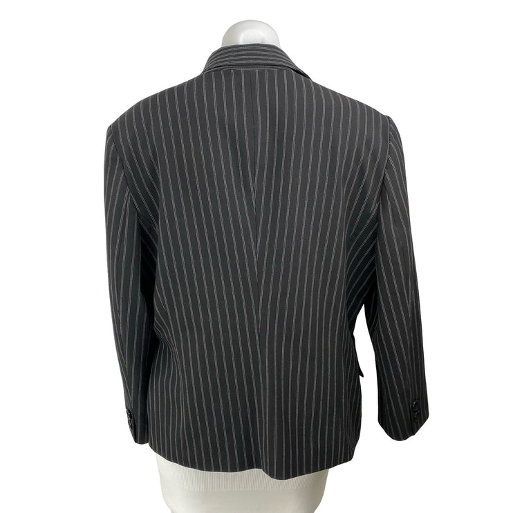 Bandolera Women's Black Long Sleeve Pinstriped Peak Lapel Blazer Coat Jacket 16