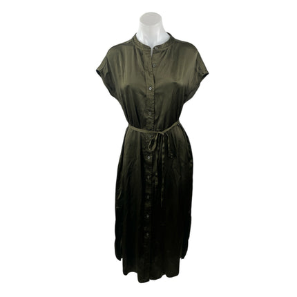 Banana Republic Women's Green Drop Short Sleeve Tie Waist Midi Shirt Dress XS