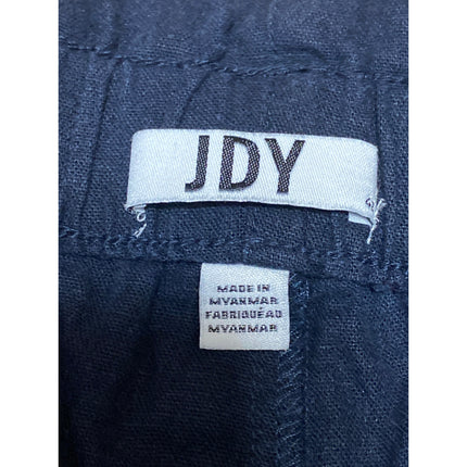 JDY Navy Blue Linen Tie Belt Elastic Waist High Rise Casual Paperbag Shorts 42