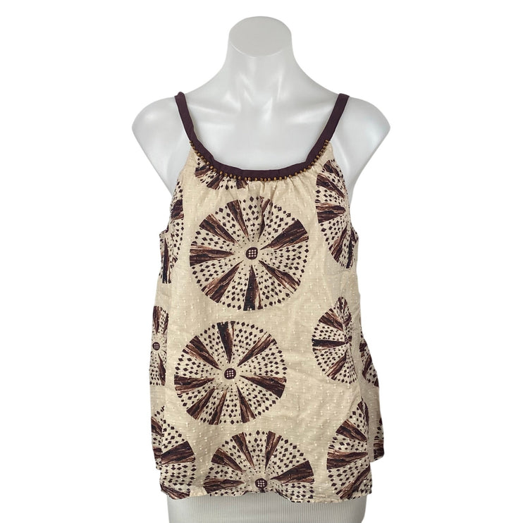 Anthropologie X Forever That Girl Beaded Brown Mandala Tie Dye Cami Tank Top M