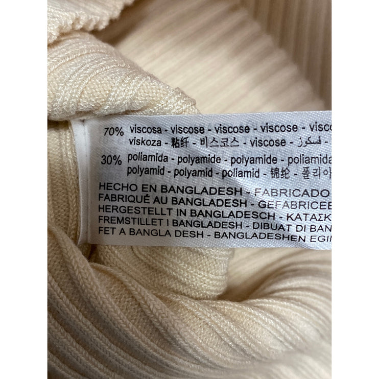 NEW Zara Women's Beige Turtleneck Ribbed Knit Long Sleeve Sweater Top Size M