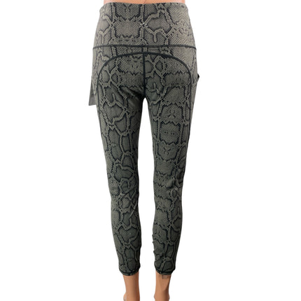 NEW Varley Let's Go Super High 25 Womens Green Black Snakeskin Leggings Pants L