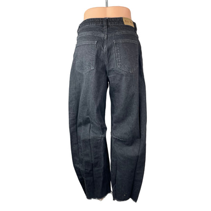 NA-KD Women's Black High Waisted Baggy Barrel Wide Leg Denim Jeans Size 36