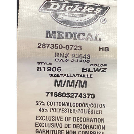 Dickies Men's Black V Neck Short Sleeve Pants Medical Nurse Scrub Set Size M