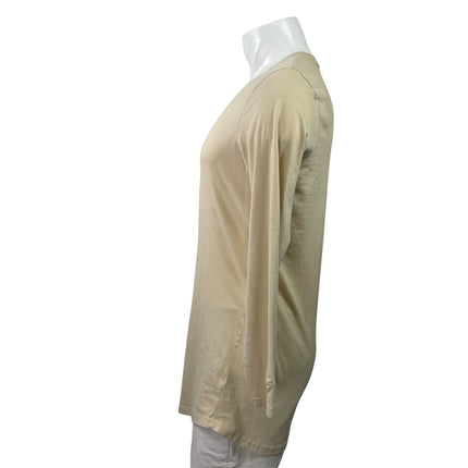 Gymshark Men's Cream Beige Long Sleeve Crew Neck Basic T Shirt Tee Top Size M