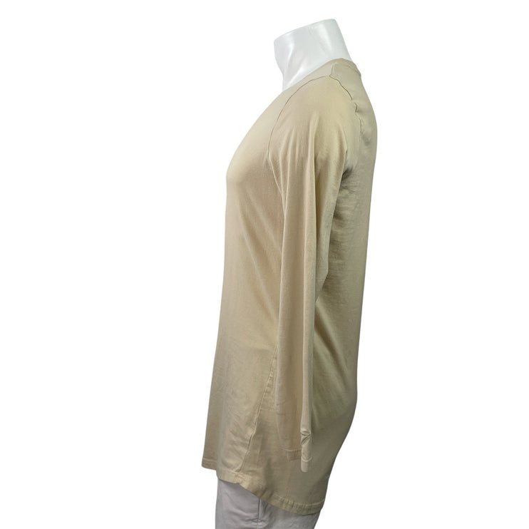 Gymshark Men's Cream Beige Long Sleeve Crew Neck Basic T Shirt Tee Top Size M