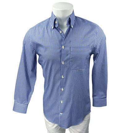 Charles Tyrwhitt Blue Extra Slim Checkered Long Sleeve Button Up Shirt Top 15/L