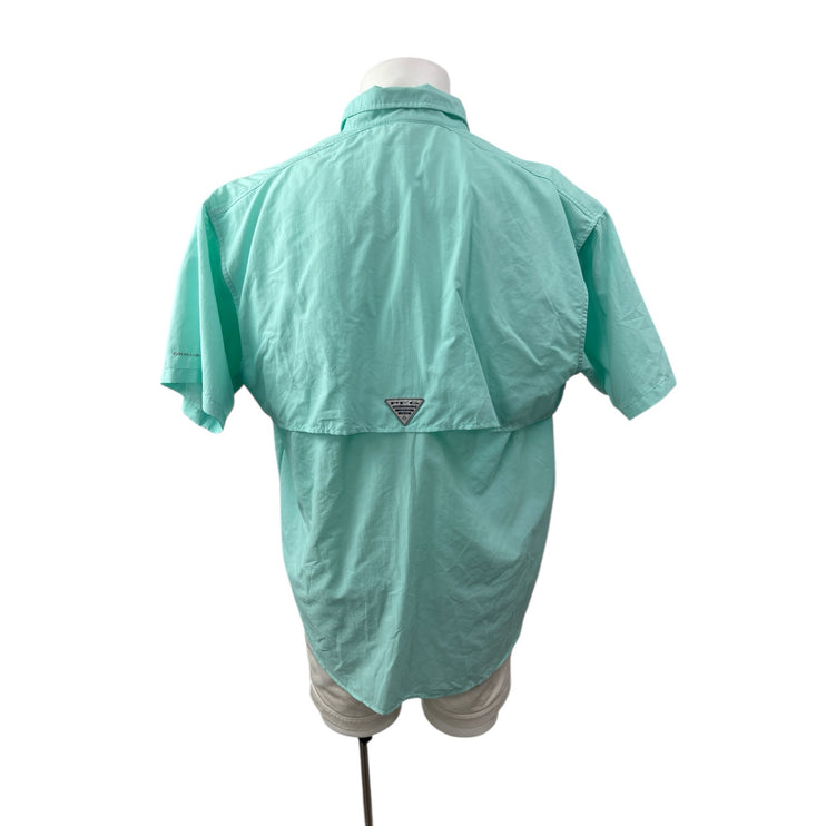 Columbia PFG Bahama II Men's Green Collared Short Sleeve Button Down Shirt Top L