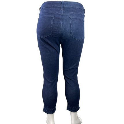 NYDJ Sheri Blue Dark Wash LiftxTuck Ankle Straight Stretch Denin Jeans Size 16