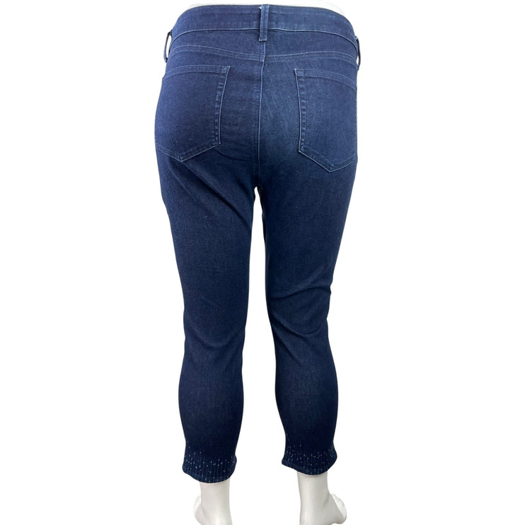 NYDJ Sheri Blue Dark Wash LiftxTuck Ankle Straight Stretch Denin Jeans Size 16
