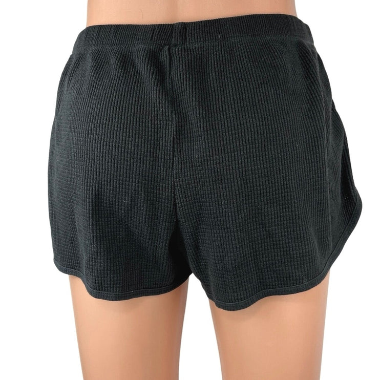 Aritzia TNA Women's Black Waffle Knit Mid Rise Athletic Workout Yoga Shorts M