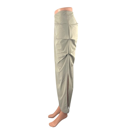 Chacha Women's Beige Taupe High Waisted Ruched Slit Pencil Maxi Skirt Size S