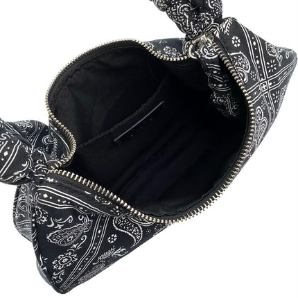 Zara Women's Black Paisley Bandana Print Hobo Boho Y2k Shoulder Handbag OS