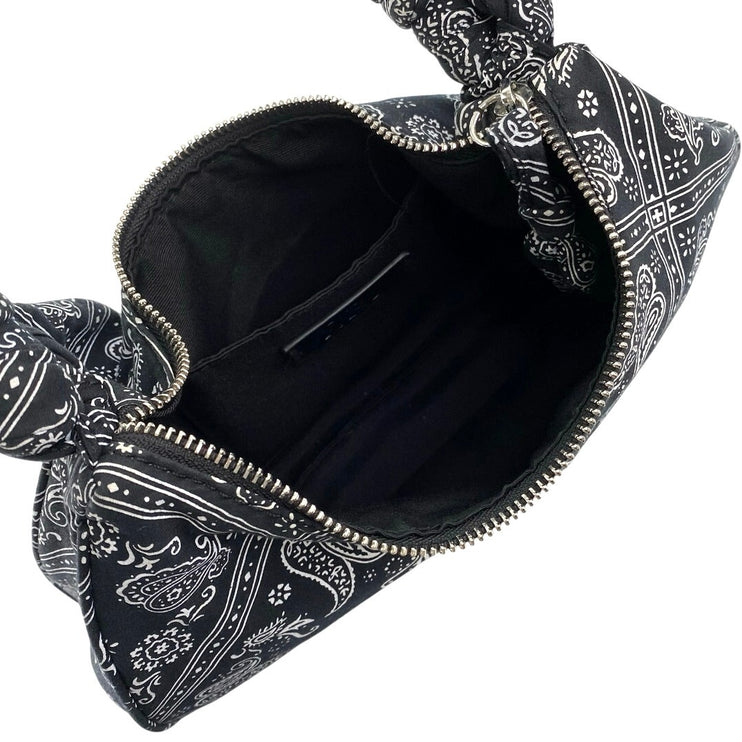 Zara Women's Black Paisley Bandana Print Hobo Boho Y2k Shoulder Handbag OS