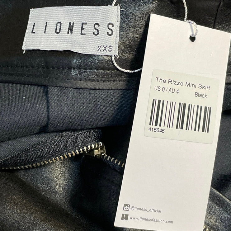 NEW Lioness The Rizzo Faux Leather Vegan High Waist Slit Pencil Mini Skirt XXS