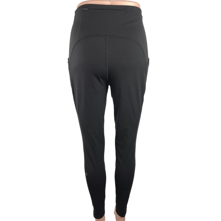 Lululemon Black Wide Waistband High Rise Stretch Yoga Pull On Leggings Size M