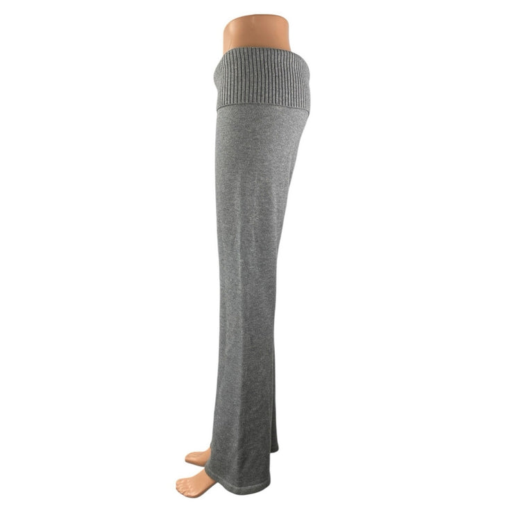 Aeropostale Women's Gray High Waisted Rib Knit Trim Flare Yoga Lounge Pants Sz L