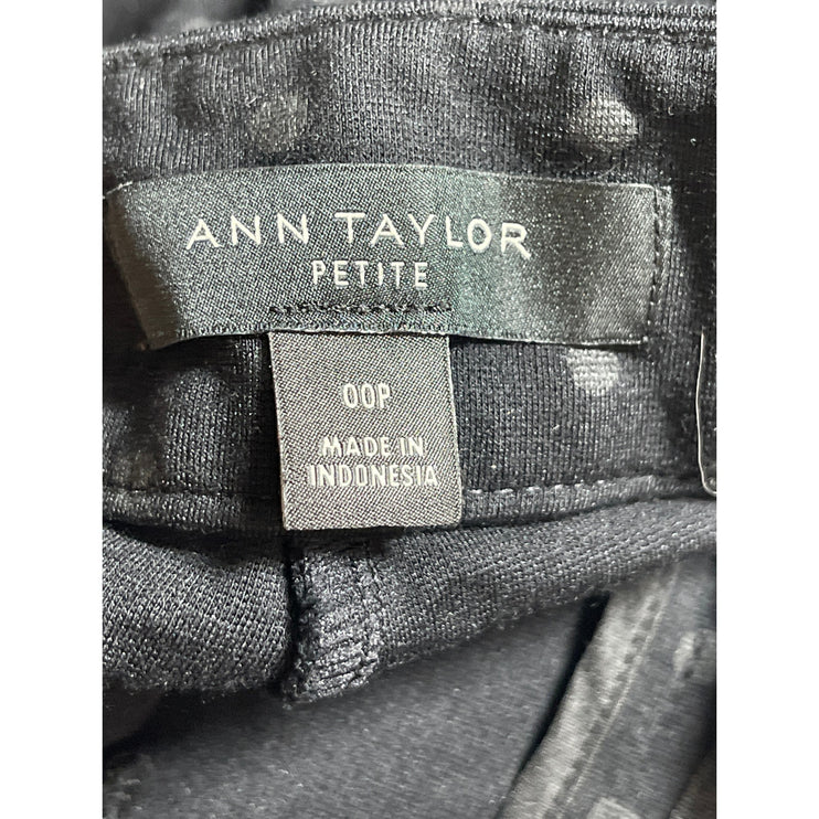 Ann Taylor Women's Black Polka Dot Mid Rise Skinny Cropped Trousers Pants Sz 00P