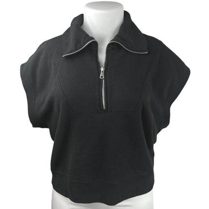 Abercrombie & Fitch Women's Black 1/4 Zip Short Sleeve Polo Shirt Top Size XL