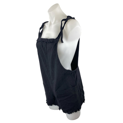 Polly Women's Black Sleeveless Tie Strap Overall Jumper Romper Shorts Size 4