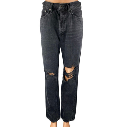 Agolde Lana Vintage Straight Women's Black Distressed High Rise Denim Jeans 26