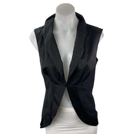 Bebe Women's Black Sleeveless Shawl Collar Career Vest Blazer Coat Jacket Size S