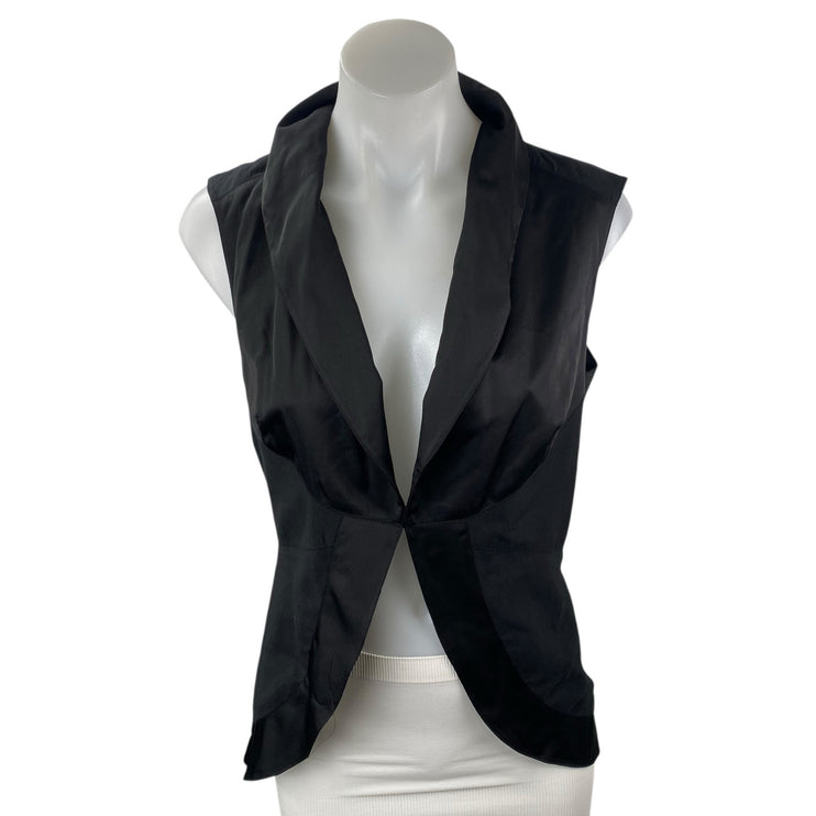 Bebe Women's Black Sleeveless Shawl Collar Career Vest Blazer Coat Jacket Size S