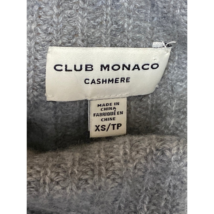 Club Monaco 100% Cashmere Emma Women's Gray Ribbed Long Sleeve Sweater Top Sz XS