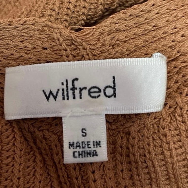 Aritzia Wilfred Brown Tan Sleeveless Knit Scoop Neck Crop Sweater Tank Top Sz S