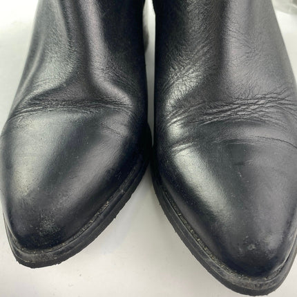 Blondo Elvina Women's Black Leather Zip Pointed Toe Block Heels Ankle Boots 8.5M