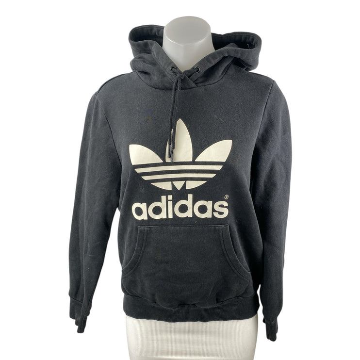 Adidas Women's Black Trefoil Long Sleeve Hoodie Hooded Sweatshirt Top Size S