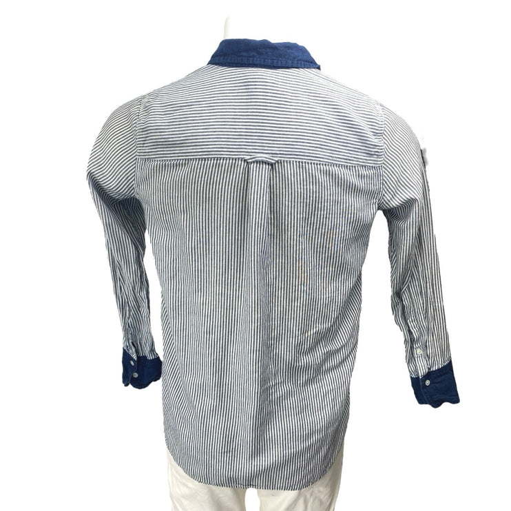 J.Crew Men's Blue White Striped Cotton Long Sleeve Button Down Shirt Top Size 6