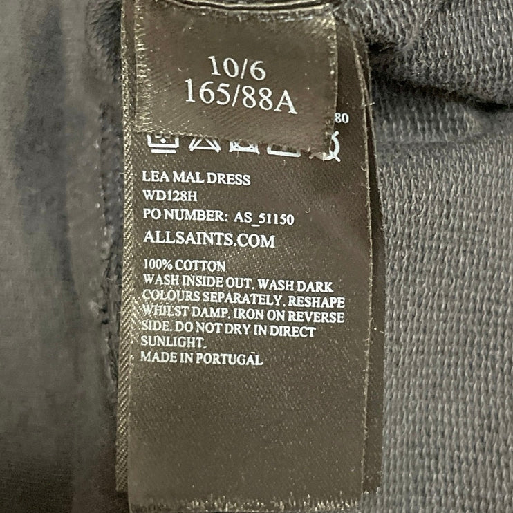 Allsaints Lea Mal Black Dolman Half Sleeve Pleat Sweatshirt Blouson Mini Dress 6
